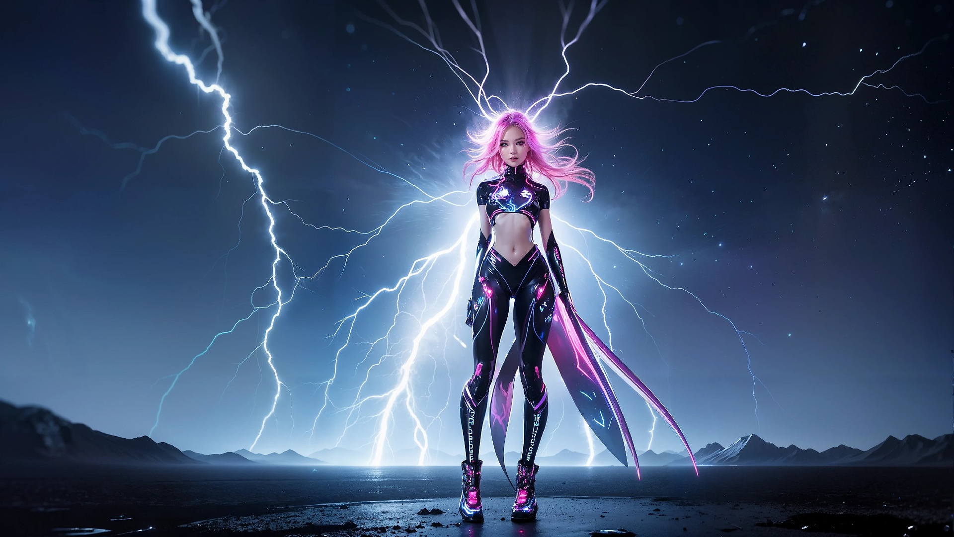 Charming Girl in an Alien Thunderstorm World