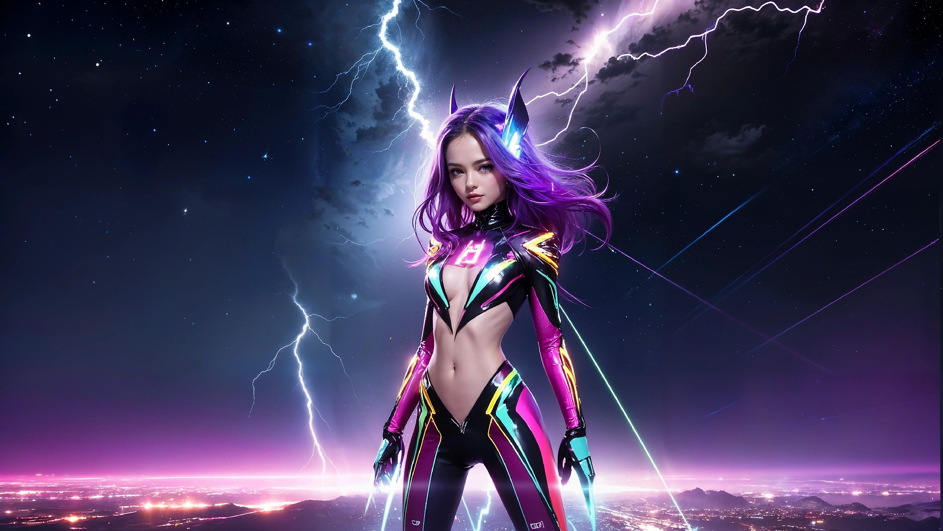 Charming Girl in an Alien Thunderstorm World
