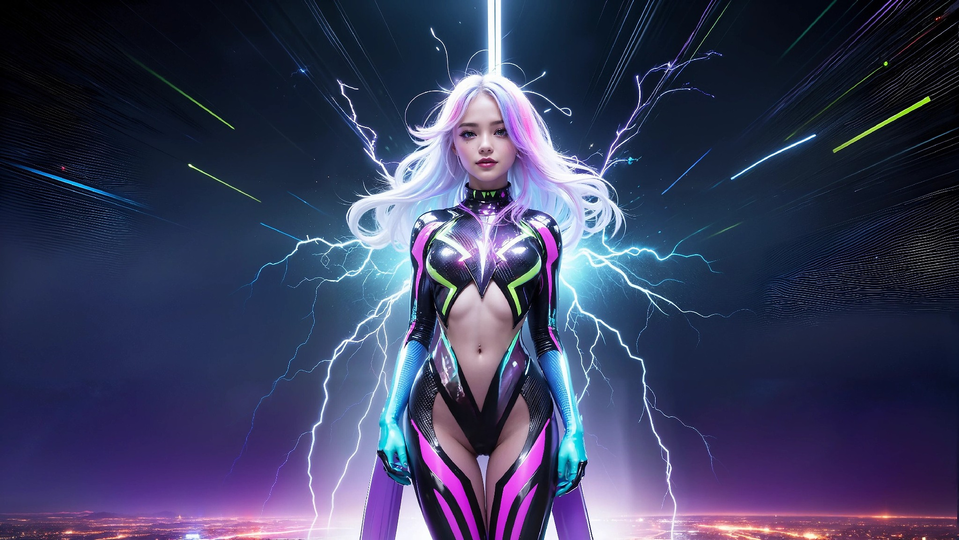 Charming Girl in an Alien Thunderstorm World