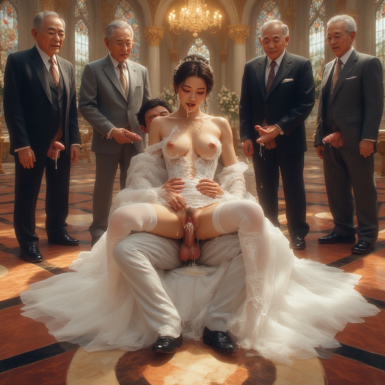 Guests take turns injecting the bride 2