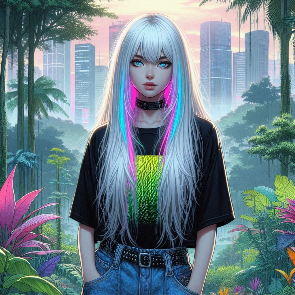 未來叢林中的龐克少女