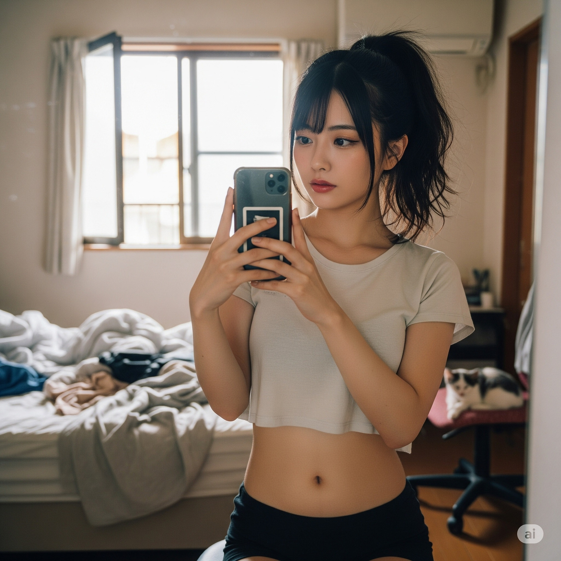 Girl takes selfie in her room