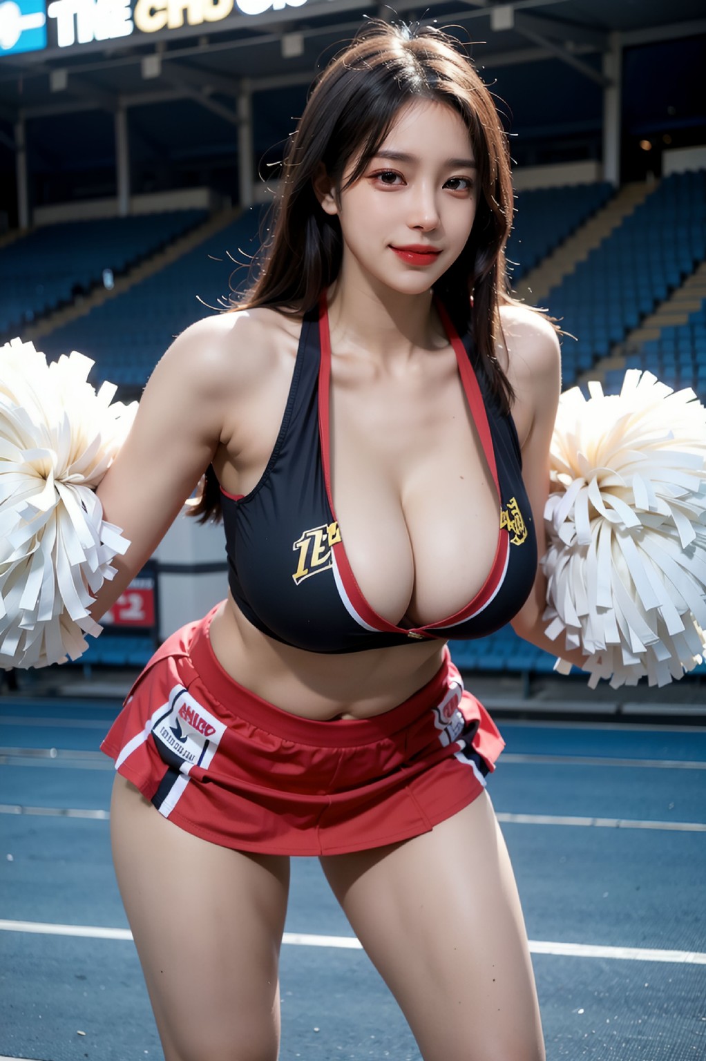 Cheerleader's cleavage