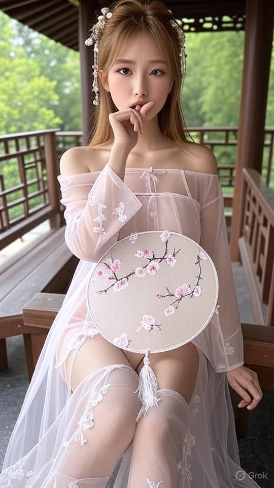 極淺粉紅色古風漢服