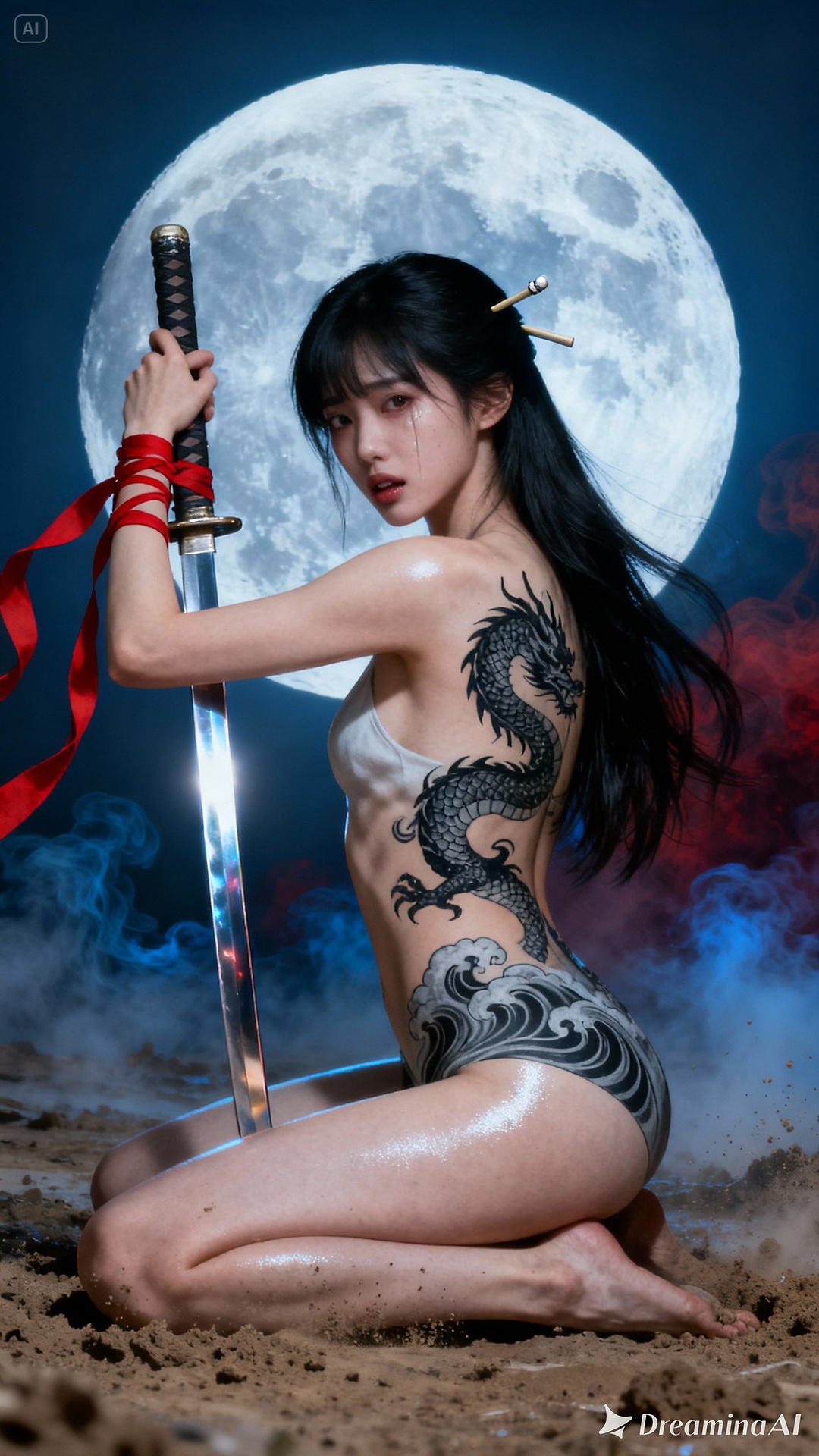 Black Grey Dragon Tattoo