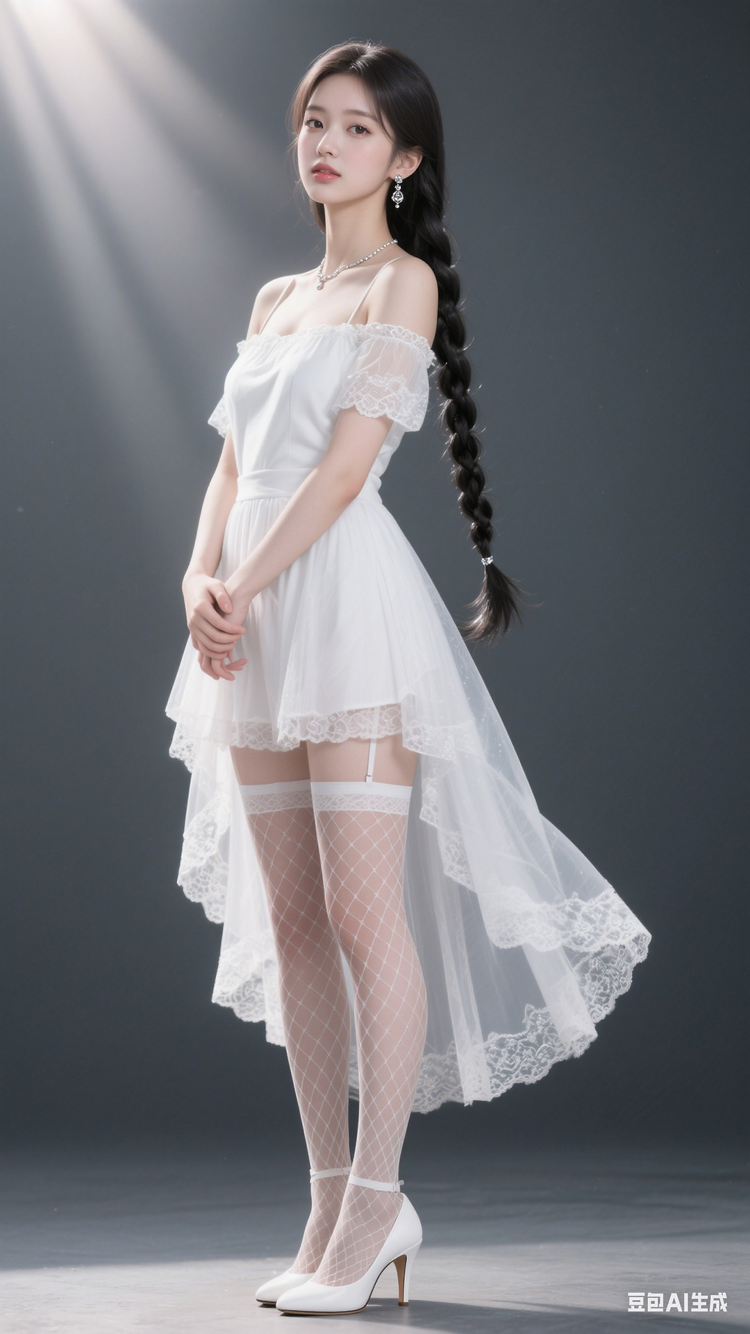 White off shoulder multilayer gauze