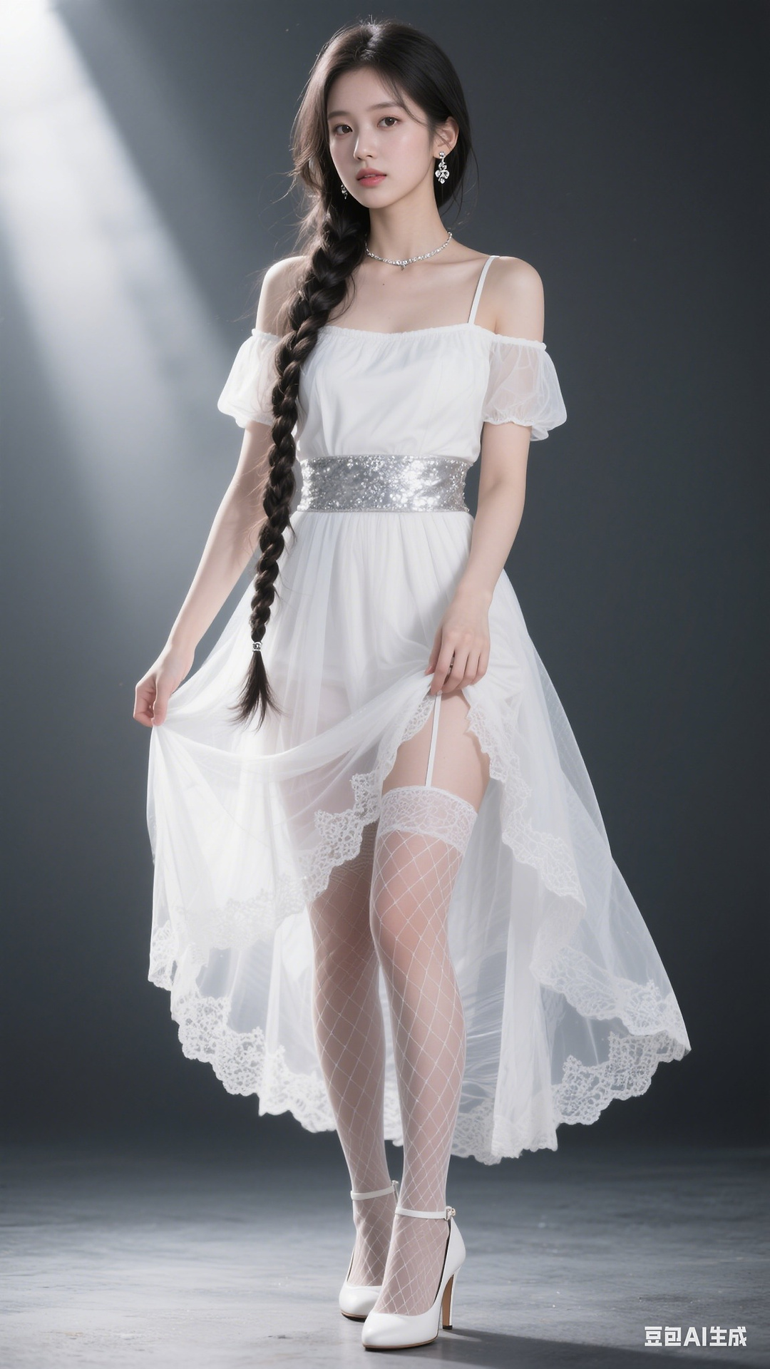 White off shoulder multilayer gauze