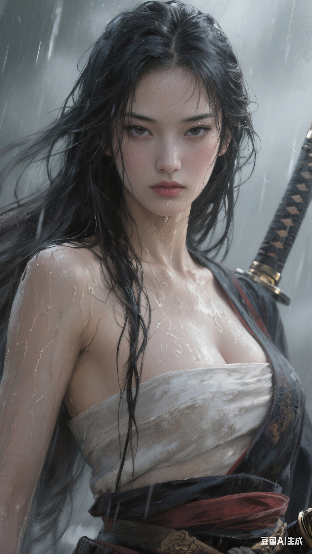 Portrait of a Japanese samurai woman