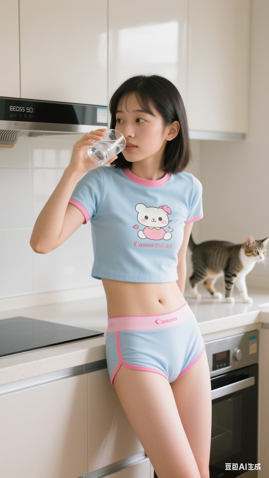 Cartoon Exposed Navel T-Shirt