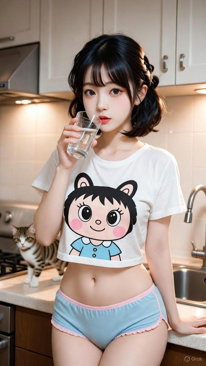 Cartoon Exposed Navel T-Shirt