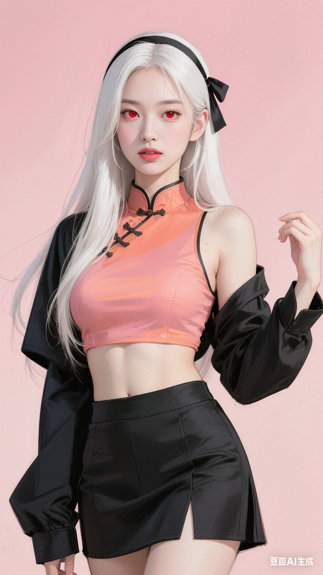 Chinese style open navel top