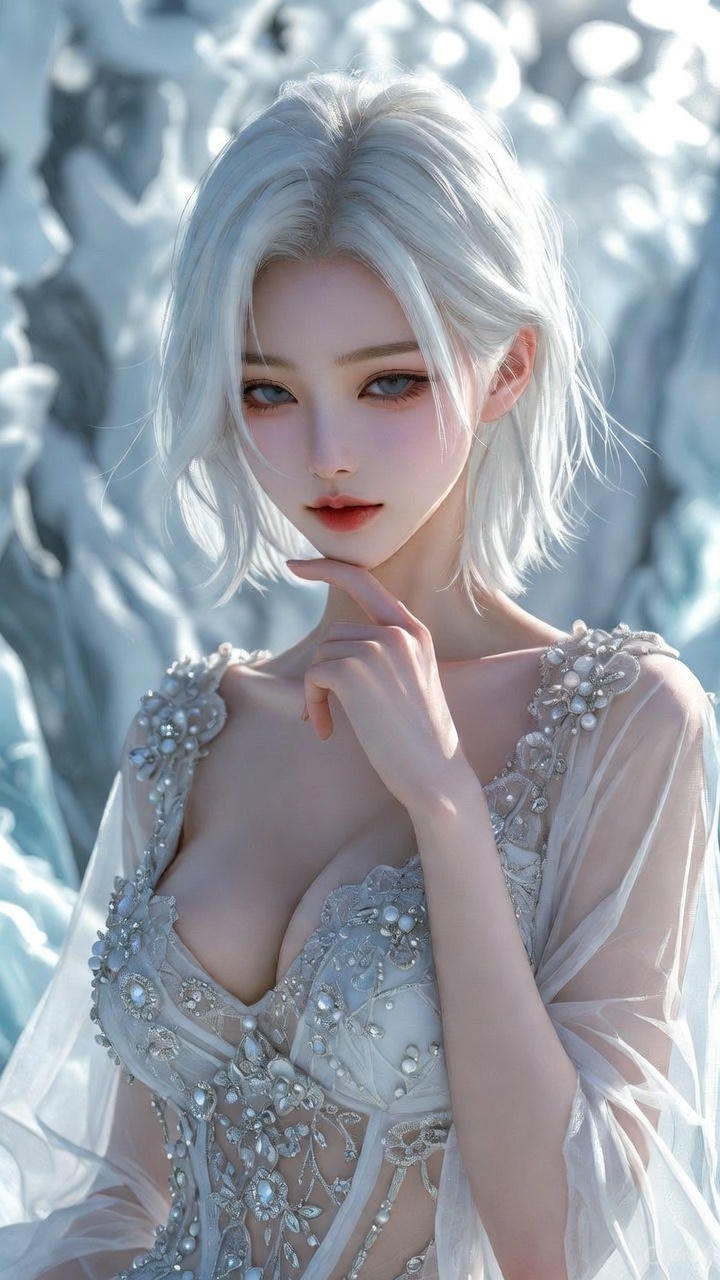 Semi-transparent white tulle dress