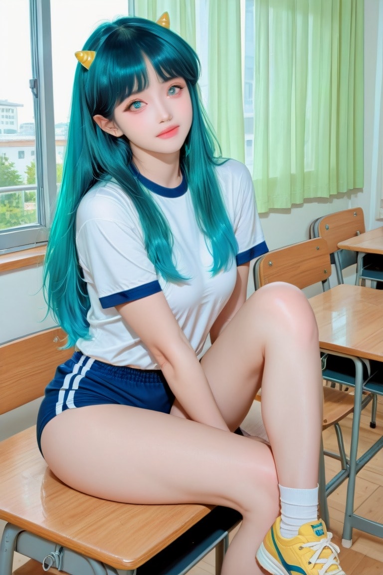 Green Hair Girl Doing Sports