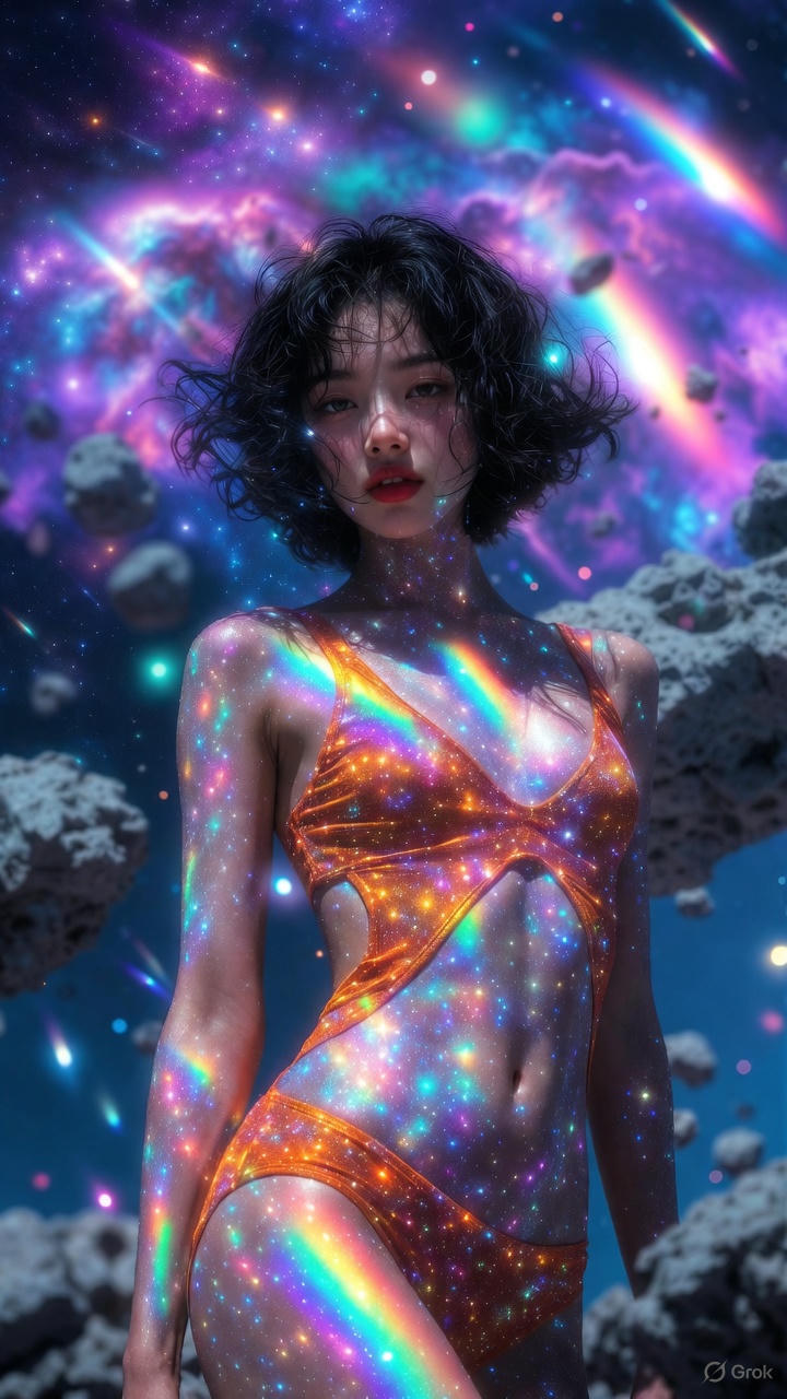 Starlight Particle Cross One-piece Swimsuit