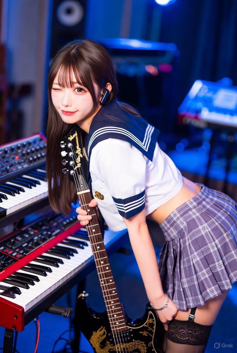 Girl playing a musical instrument