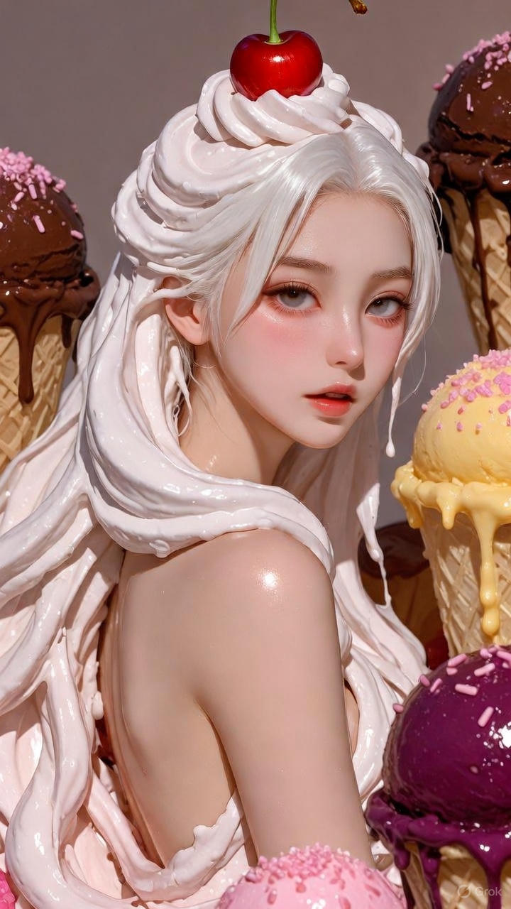Cream Ice Cream Girl