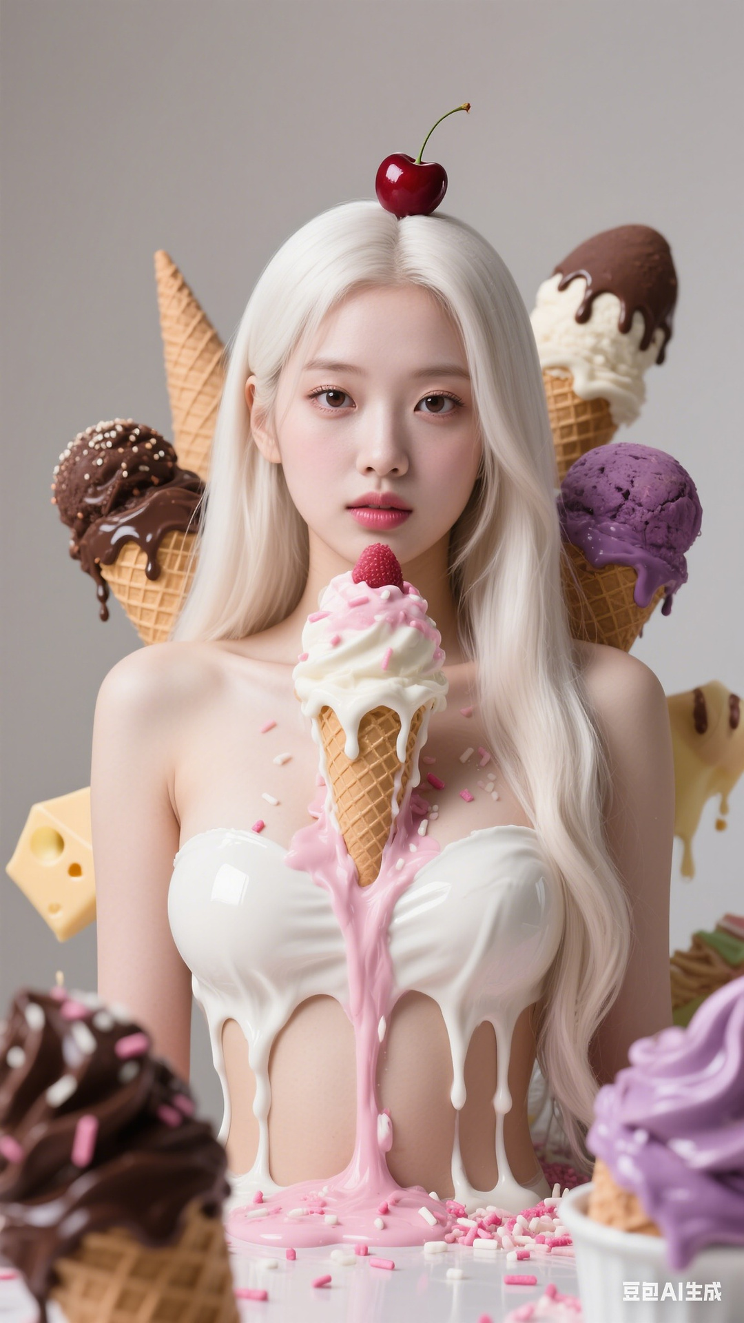 Cream Ice Cream Girl