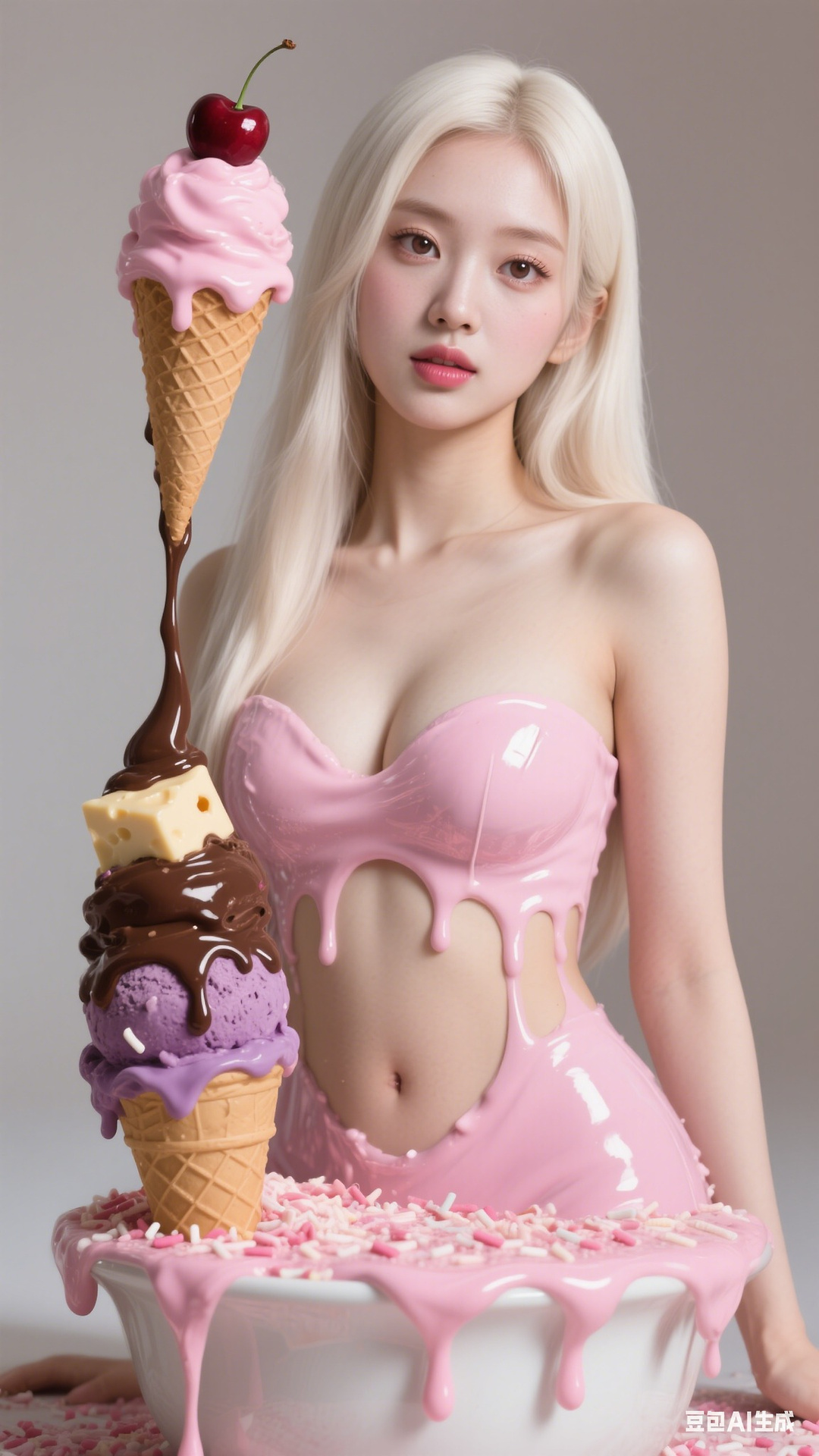 Cream Ice Cream Girl