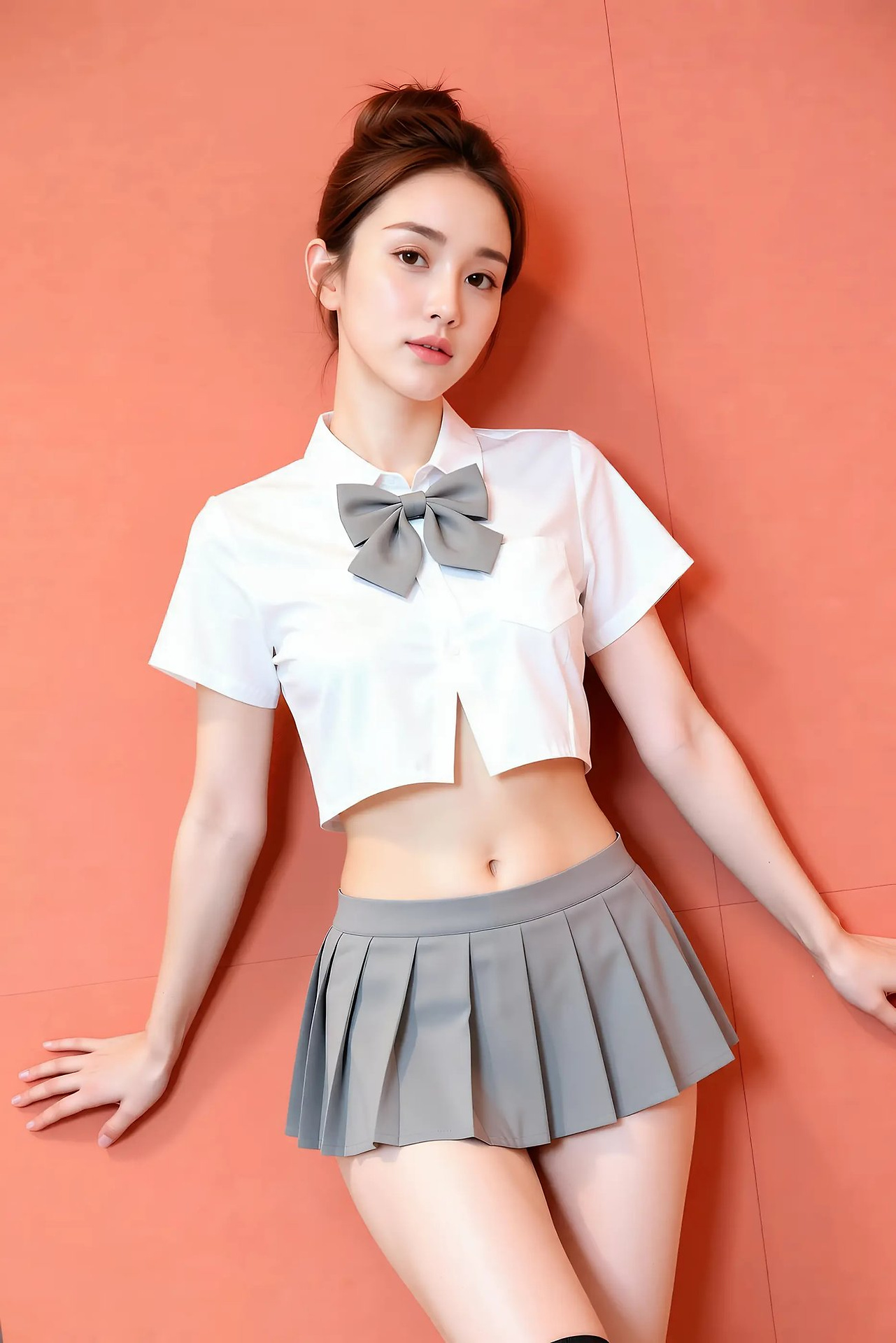 A lemon lemon - grey pleated skirt