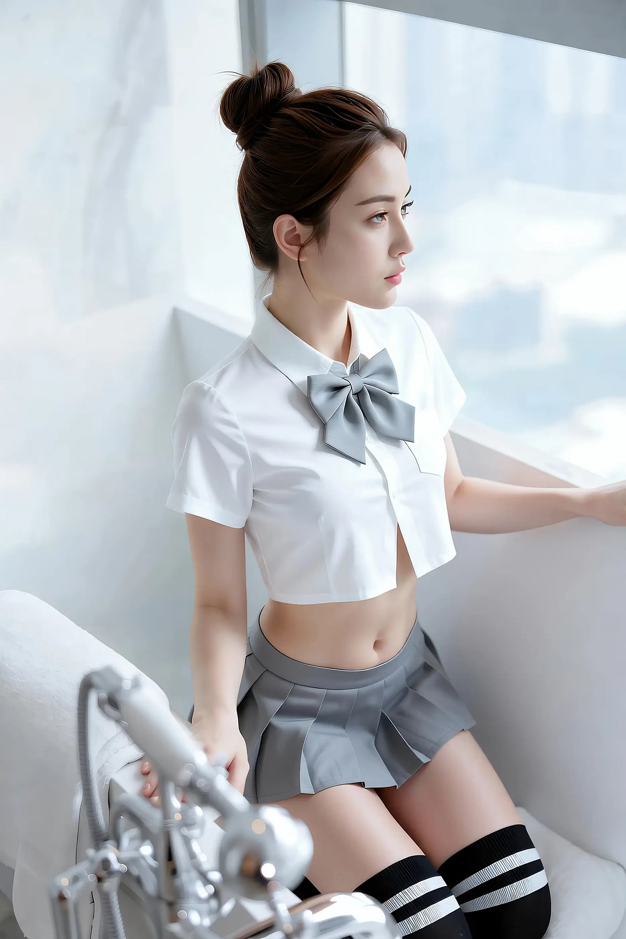 A lemon lemon - grey pleated skirt